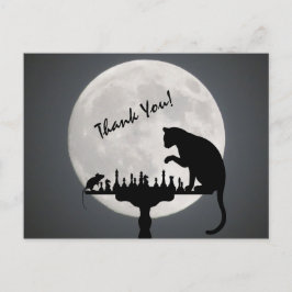 Cartão Postal Full Moon Cat and Mouse Chess Game Thank You!