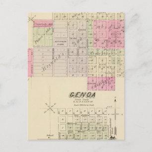 Cartão Postal Fullerton e Génova, Nebraska
