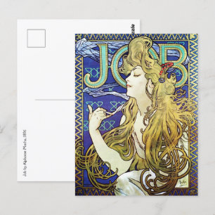Cartão Postal Fumaça Elegante, Trabalho de Alphonse Mucha Art No