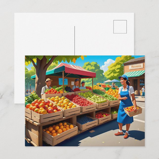 Cartão Postal Fun fresh fruit vendors (Frente/Verso)