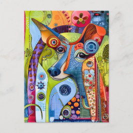 Cartão Postal Fun pop-art dog portrait with bright colors.