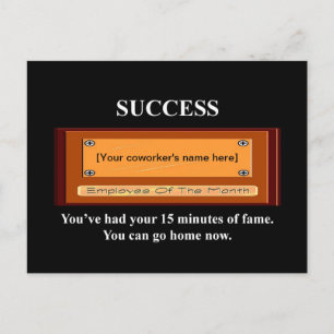 Cartão Postal Funcionário Engraçado do Mês Seu Nome Plate