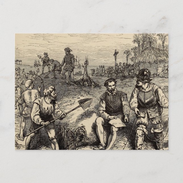 Cartão Postal Fundação da Rua. Augustine, Flórida 1565 (Frente)