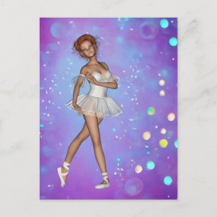 Cartão Postal Fundo Amarelo Azul Roxo e Ballerina