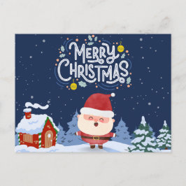 Cartão Postal Fundo azul Elegante do marinho com Papais noeis l 