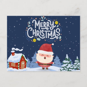 Cartão Postal Fundo azul Elegante do marinho com Papais noeis l 