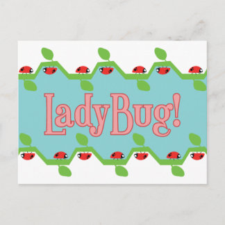 Cartão Postal Fundo Azul Ladybug