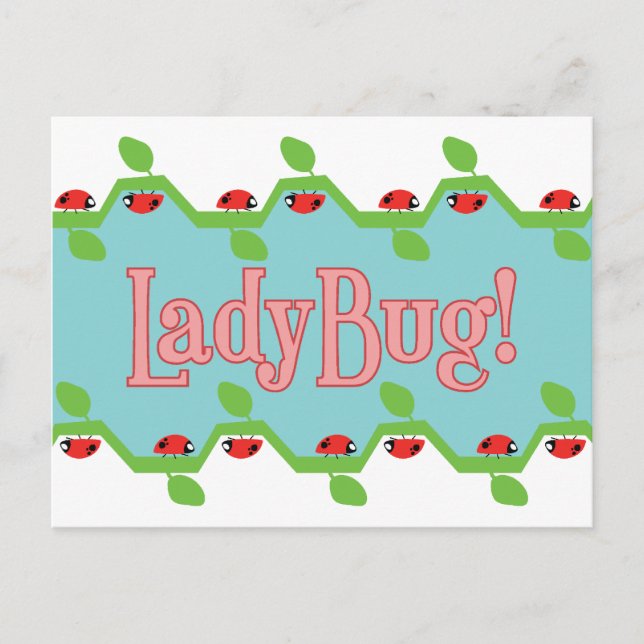 Cartão Postal Fundo Azul Ladybug (Frente)