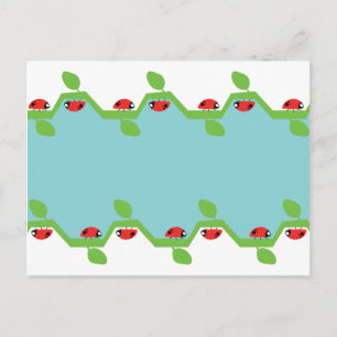 Cartão Postal Fundo Azul Ladybug Sem Texto