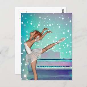 Cartão Postal Fundo Ballerina & Teal Piano