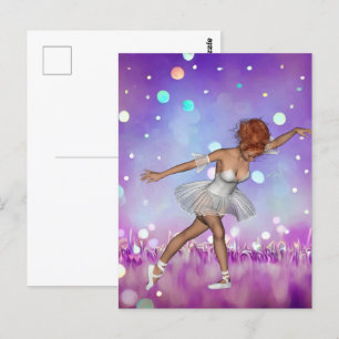Cartão Postal Fundo Bokeh Pintado de Roxo & Bailarina