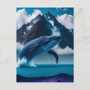 Cartão Postal Fundo da montanha saltadora de baleia azul