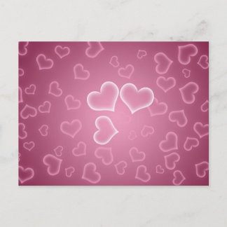Cartão Postal Fundo de Corações Rosa Fofo