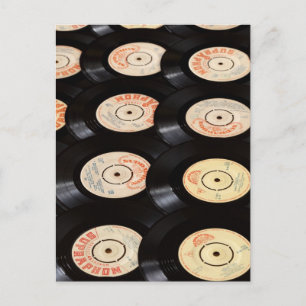 Cartão Postal Fundo de Discos de Vinil