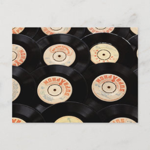 Cartão Postal Fundo de Discos de Vinil
