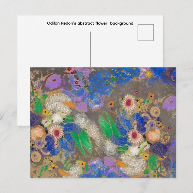 Cartão Postal Fundo de flores abstratas de Odilon Redon. (Frente/Verso)