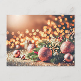 Cartão Postal Fundo Festivo de Natal com Enfeites