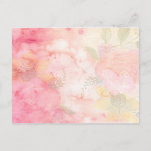 Cartão Postal Fundo Floral Cor-de-Água Rosa