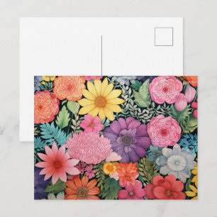 Cartão Postal Fundo floral rosa de primavera