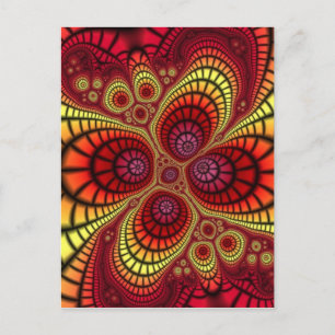 Cartão Postal Fundo Fractal Vermelho
