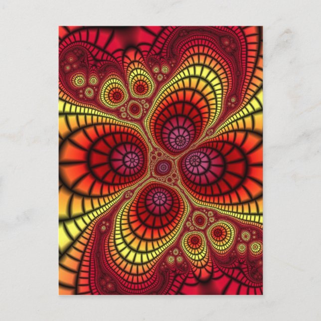 Cartão Postal Fundo Fractal Vermelho (Frente)