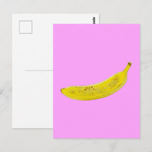 Cartão Postal Fundo rosa pop Art Banana