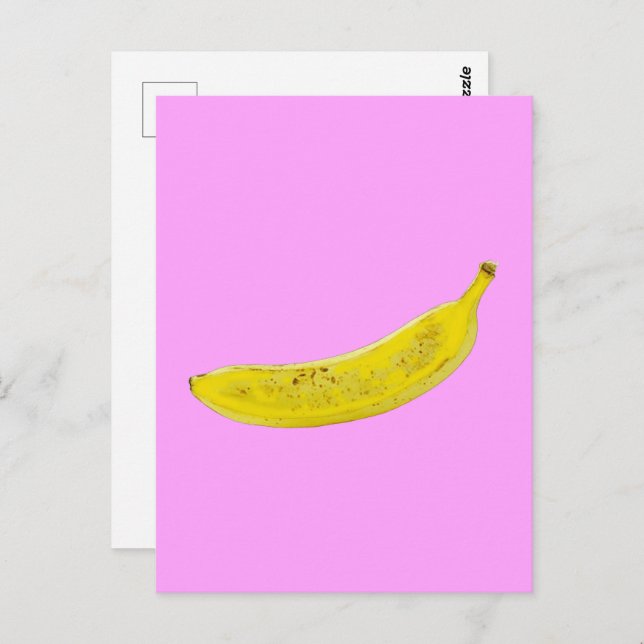 Cartão Postal Fundo rosa pop Art Banana (Frente/Verso)