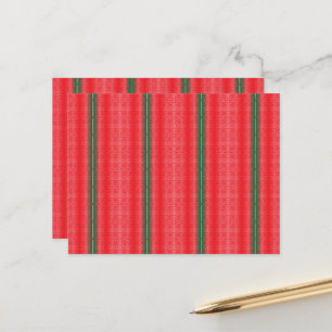Cartão Postal fundo vermelho e verde listrado