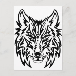 Cartão Postal FundoBrancoLoboTribal