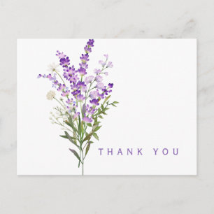 Cartão Postal Funeral de Lavanda de Aquarela Obrigado Nome e Dat