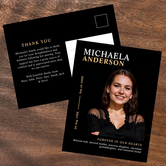 Cartão Postal Funeral/Memorial Fotográfico Moderno Elegante Obri (Criador carregado)