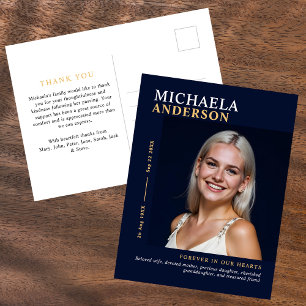 Cartão Postal Funeral/Memorial Fotográfico Moderno Elegante Obri