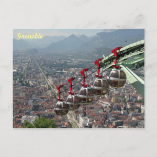Cartão Postal Funicular Sobre Grenoble, França.