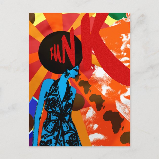 Cartão Postal Funkart Funk retro presentes no estilo do poster v (Frente)
