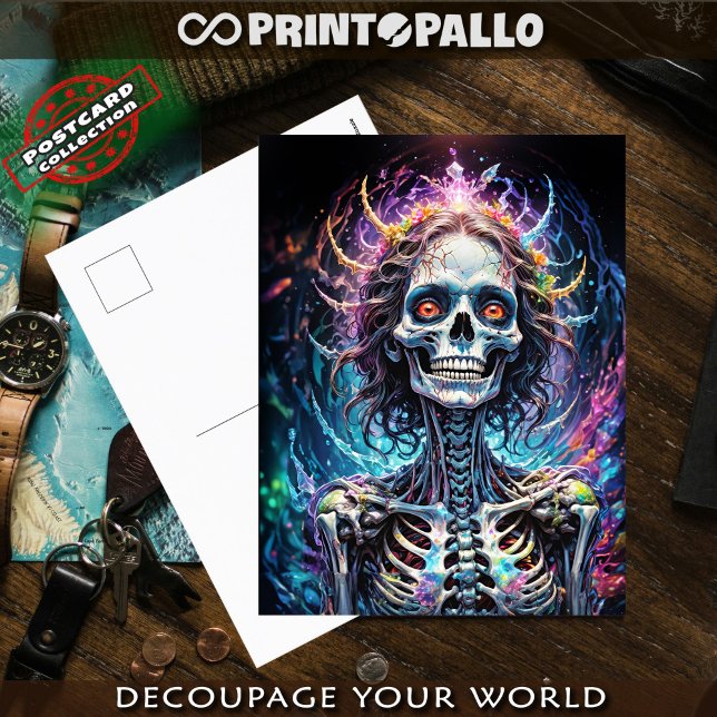 Cartão Postal Funky bizzarre feliz esqueleto Elysium (Criador carregado)