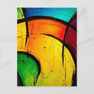 Cartão Postal Funky Bright Colors Abstrato Art