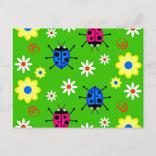 Cartão Postal Funky Ladybugs