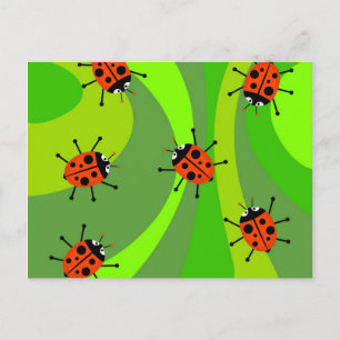 Cartão Postal Funky Ladybugs