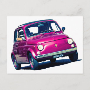Cartão Postal Funky Purple Fiat 500 Cinquecento em Itália