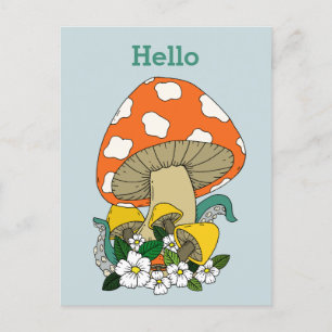 Cartão Postal Funky Retro Mushroom