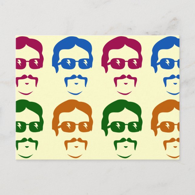Cartão Postal Funky Retro Mustache Man (Frente)