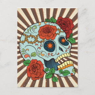 Cartão Postal Funky Sugar Skulls Dia de los Muertos