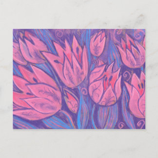 Cartão Postal Funky Tulips Flores Flores Pastéis Florais