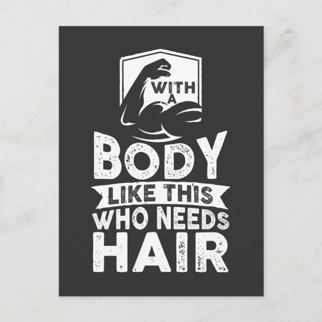 Cartão Postal Funny Bodybuilder No Hair Bald Head Athlete (Frente)