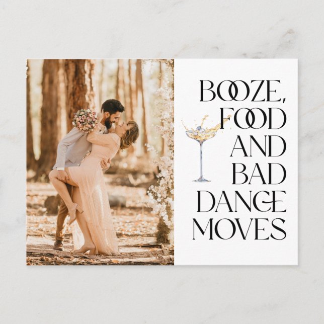 Cartão Postal Funny Booze Food Bad Dance Moves Save the Date (Frente)