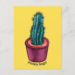 Cartão Postal Funny Cactus Psychedelic Potent Succulent Plant