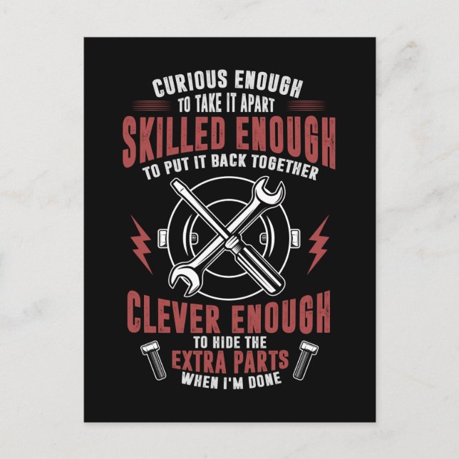 Cartão Postal Funny Car Mechanics Cotação Reparador (Frente)