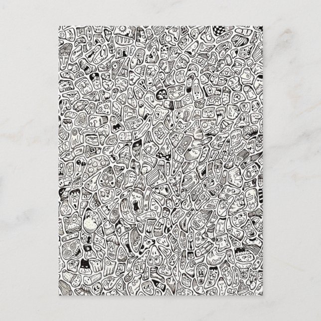 Cartão Postal Funny Cartoon Faces Drawing Postcard (Frente)