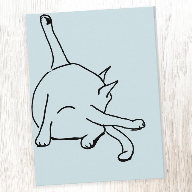 Cartão Postal Funny Cat Humor (Fun cat humor line drawing postcard)