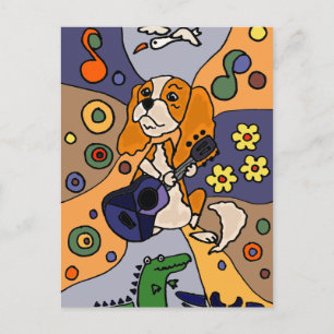 Cartão Postal Funny Cavalier King Charles Spaniel Dog Abstrato